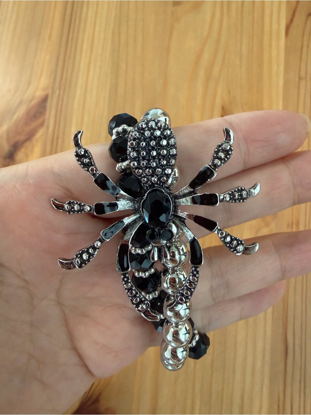 Vintage Black & Silvery Spider Bracelet- Women Jewelry
